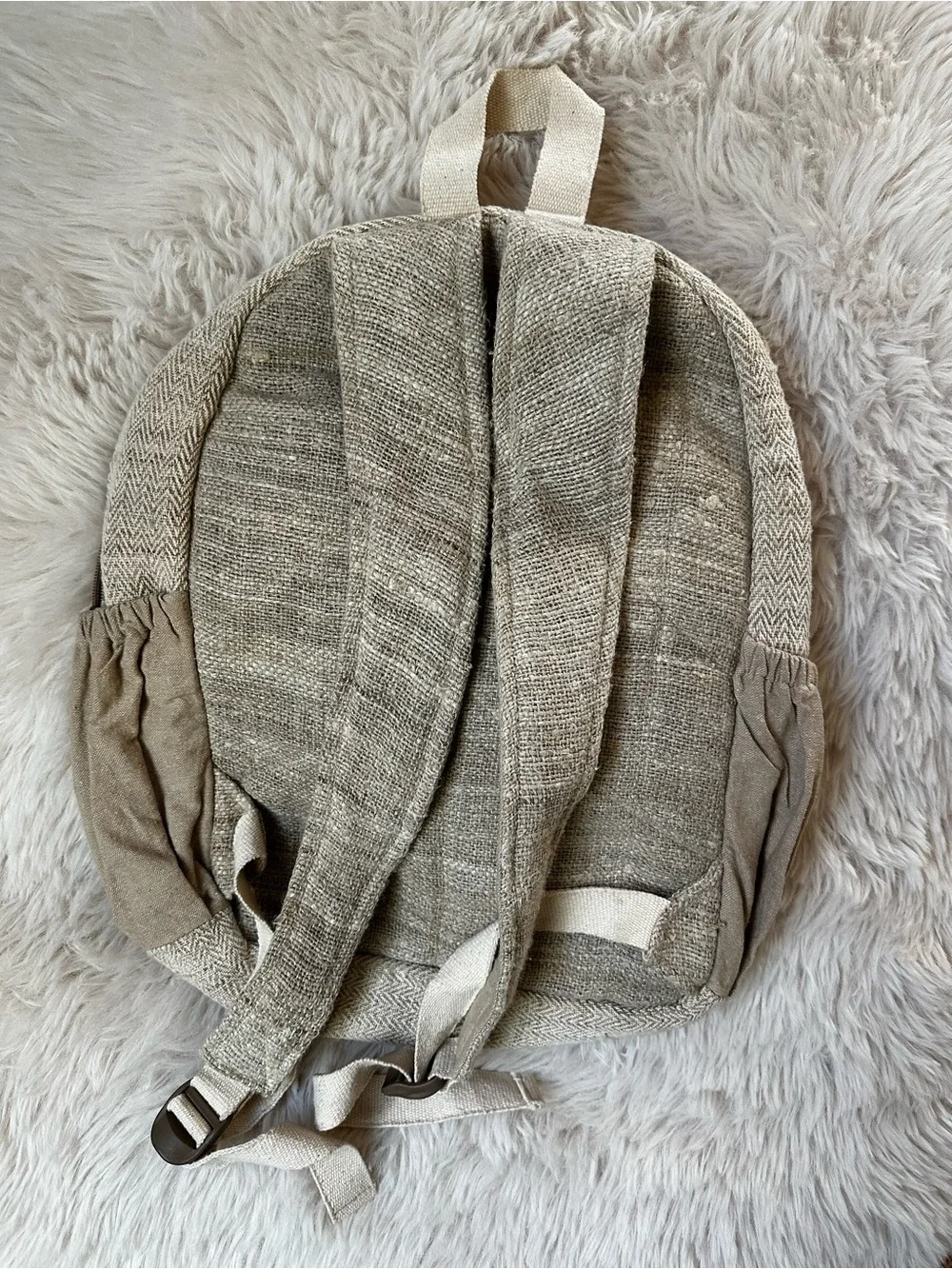 Neutral Beige Textured Laptop Backpack for Women (handmade)
